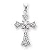 14k White Gold Diamond Fleur de Lis Cross Pendant