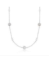 White CZ Filigree Ball Necklace-24"