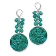 .925 Silver & Carved Turquoise Dangle Beaded Earrings
