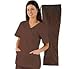 Natural Uniforms Women's Mock Wrap Scrub Set (Chocolate) (Small)
