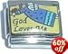 Clearly Charming God Loves Me Italian Charm Bracelet Link