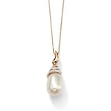 10K Gold Cultured Freshwater Pearl and Diamond Accent Pendant