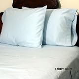 HOMESPELL 500 Thread Count 100% Egyptian Cotton Solid Sateen Single Ply Yarn Bed Sheet Set (Light Blue) Queen by Homespell.