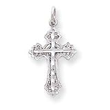 10k White Gold Diamond-Cut Cross Pendant