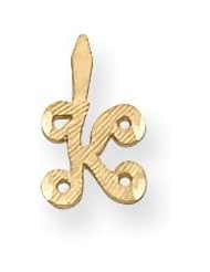14k Yellow Gold Solid D/C Tiny K Initial Charm. Gold Wt- 0.37g.