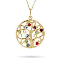10 Stone Gold Vermeil Custom Birthstone Family Tree Pendant