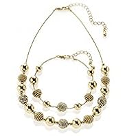Gold Plated Sandblast Necklace & Bracelet Set