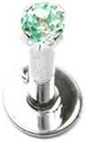 16 Gauge 5/16" - 14K White Gold Prong Set Labret - 3mm Blue Zircon