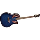 Ovation CC44 Celebrity Deluxe Mid-Depth Cutaway Acoustic-Electric Guitar - Blue Transparent Quilt