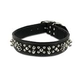 Oak Tanned Spiked Leather Collar - 3/8 X 12 - Black