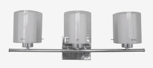 Whitfield Lighting VL28055-3CH Dominic - Three Light Bath Bar, Chrome Finish with Clear and White Glass