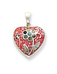 Sterling Silver Heart with Multicolored Stone Pendant
