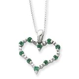 Sterling Silver Emerald Heart Necklace QG1961-18