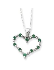 Sterling Silver Emerald Heart Necklace QG1961-18"