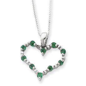 Buy Sterling Silver Emerald Heart Necklace QG1961-18 by Abacus