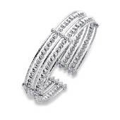 Ladies Diamond Cut Beaded Cuff Bracelet in 14K White Gold: 0.6in-wide 20.4... by 