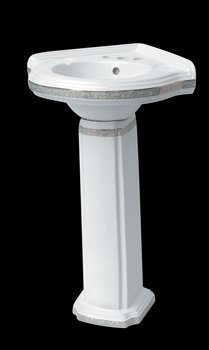Corner Sinks White Vitreous China, Portsmouth Pedestal Mint Painted
