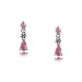 White Gold Dangle Earrings w Pink Sapphire & Diamonds