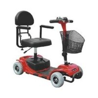 Drive Medical Falcon 4 Wheel Portable Travel Scooter with Comfortable Padded Seat and Batteries, Red