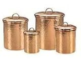 Old Dutch International Solid Copper Hammered Canisters, Set of 4