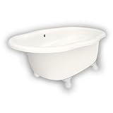 American Bath Factory B4-72-BB-LH-DM3-M2-35-WH Caspian Whirlpool Clawfoot Bathtub in Bisque, Cannonb