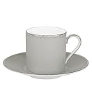 Monique Lhuillier for Royal Doulton Dentelle Gray Espresso Cup and Saucer Set