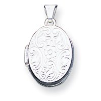 Sterling Silver Oval Locket with 20 inch Sterling Silver Chain