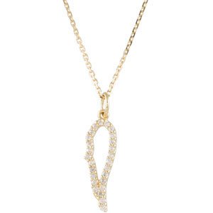 R45255D 14Ky Gold 1/8 Ct Tw Diamond Angel Wing Necklace