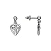 Childrens Teens Heart with Cross Post Stud Dangle Earrings Sterling Silver