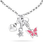 Childrens Jewelry - Diamond Butterfly,Star,Heart Charm Necklace