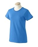 Custom embroidered golf ball design on ladies t-shirt, XS, iris