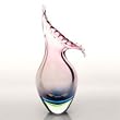 Hand Blown Purple & Green Sommerso Wing Art Glass Vase 15" tall