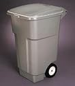 50 Gallon Rubbermaid Large Mobile Waste Receptacle - Gray With Lid