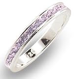 Women's Stone Band Light Amethyst Swarovski Crystal Ring, Size: 5-10 Sterling Silver .925