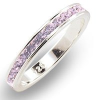 WoMens Stone Band Light Amethyst Swarovski Crystal Ring, Size: 5-10 Sterling Silver .925 by Amethyst Crystals