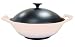 Paylesscookware 5 Piece Cream Enamel Cast Iron Wok with Set