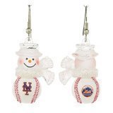 New York Mets Set of 1" Snowman Baseball Earrings - MLB Baseball
