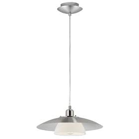 Eglo 87058A Brenda 1 Light Pendant Light Fixture, Nickel/Alabaster