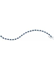 10K White Gold Prong Set Blue and White Round Diamonds Round Flower Shape Womens Ladies Bracelet size 7.25" (2.00 cttw G - H Color I1 - I2 Clarity)