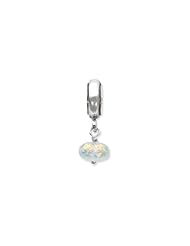 Silver Red Dichroic Glass Dangle Charm for 3mm Charm Bracelets
