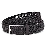 Bonded Leather Plaited Square Buckle Belt