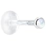 16 Gauge 3/8" Solid 14KT White Gold 2mm Genuine Rainbow Moonstone Bioplast Push in Labret
