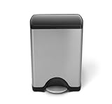 simplehuman plastic lid rectangular step trash can - 30L brushed stainless steel