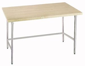Advance Tabco TH2S-368 Wood Top Work Table with Stainless Steel Base - 36 Advance Tabco TH2S-368 Wood Top Work Table with Stainless Steel Base - 36