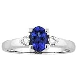 1.1 ct. tw. 14k White Gold Oval Cut Genuine Fine Quality Deep Rich Color Tanzanite and Diamond Ring with 5 Year Warranty and Manufacturers Appraisal