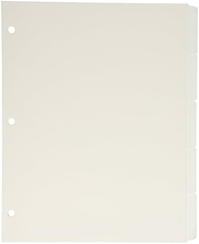 Total Source Manufacturing CRP0910 Cleanroom Binder Tab Dividers, Three Hole Punched with 1/5" Cut Tab, 8.5" x 11"