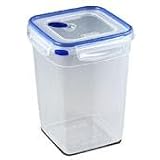 16.2 Cup Square Clear Base and Lid with T-Blue Accents 6 5 8L x 6 by 