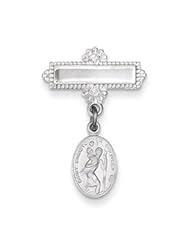 Saint Christopher Medal Pin- Sterling Silver Saint Christopher Medal Pin