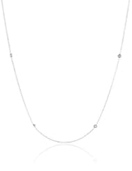 Sterling Silver Italian Rhodium Plated Swarovski Crystal Station Necklace, 32"+2" Extender