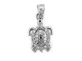14K WHITE GOLD CHARM PENDANT W/DIAMONDS - TURTLE